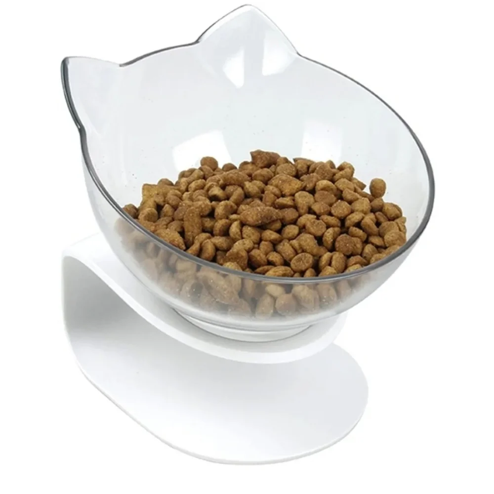 Tilted raised cat food bowl